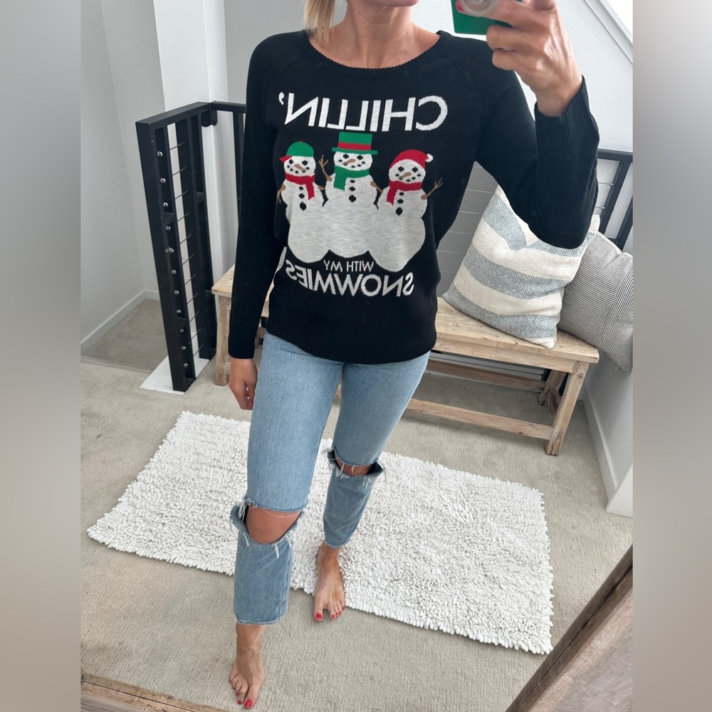 Target Black Christmas Sweater Chillin With My Snowmies Snowman Graphic | Size M